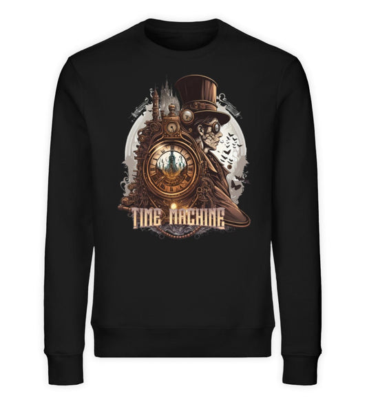 Premium Sweatshirt Steampunk Time Machine Mann mit Zylinder