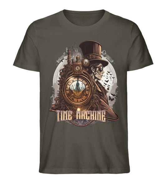 Premium T-Shirt Steampunk Time Machine Mann mit Zylinder |